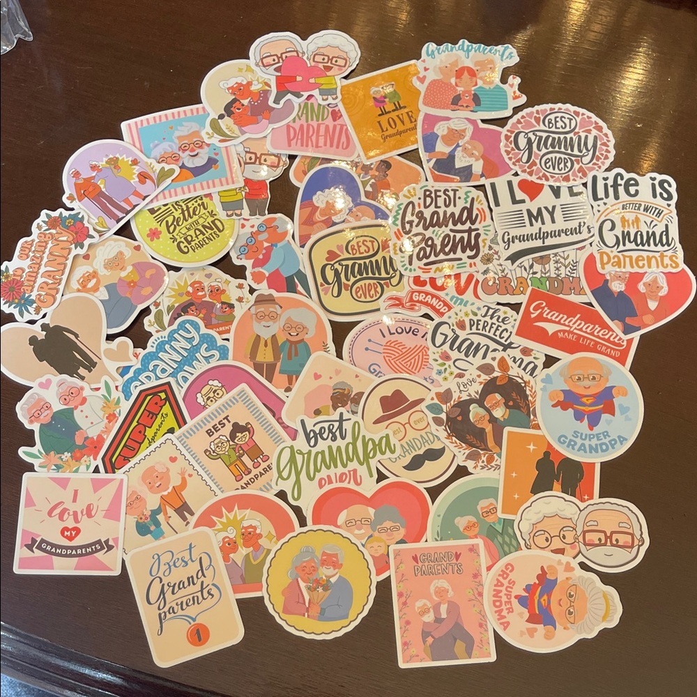 Grandparents Sticker Pack - Colorful Assorted Designs vinyl set of assorted 50